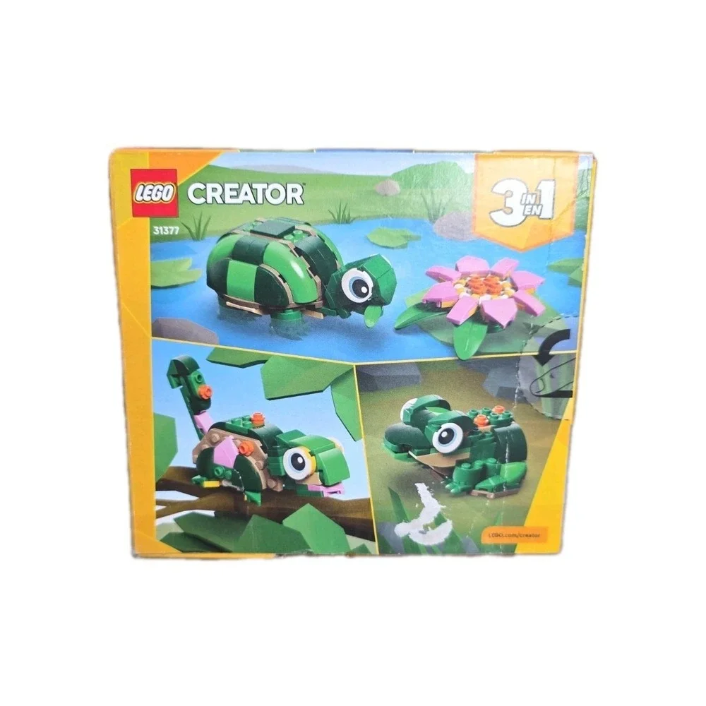 New LEGO Creator 3 in 1 Turtle Water Lily Flower Building Set 31377 Damaged Open